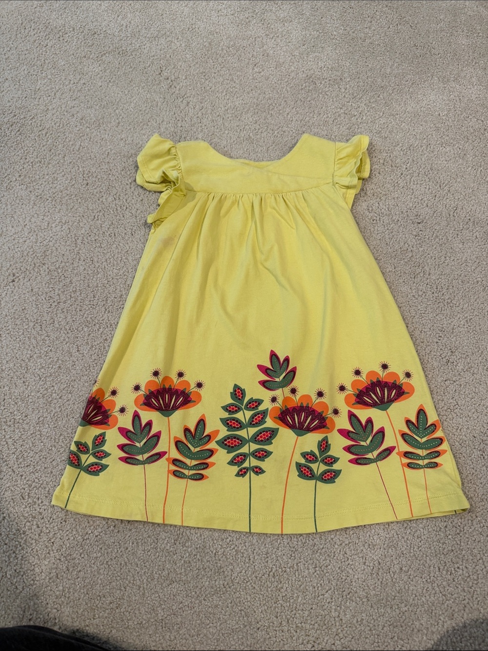 Tea Collection Yellow Dress with Colorful Floral Border